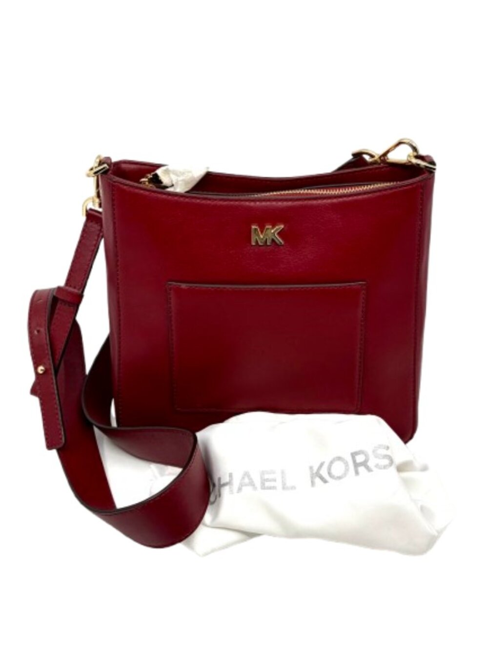 MICHAEL KORS~Gloria~LEATHER MESSENGER CROSSBODY BAG Oxblood Red NWT
